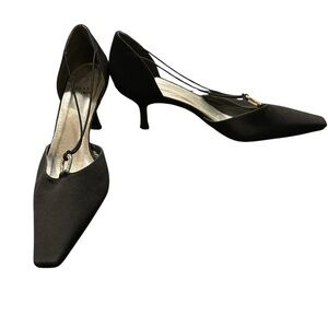 ✅ Stuart Weitzman Women's Black Fabric Size 9 Shoes Kitten Heels